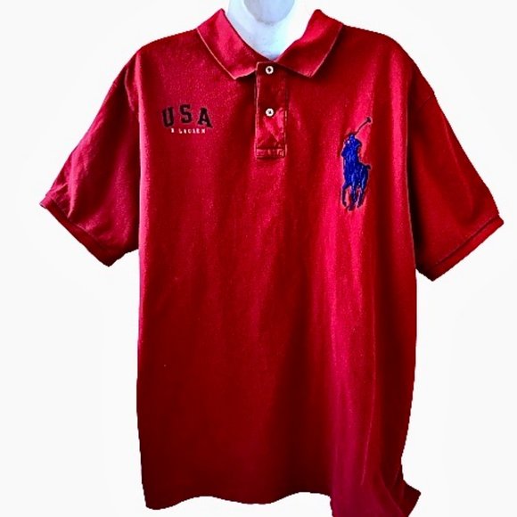 Polo Ralph Lauren USA Red Golf Shirt Embroidered Big Pony - Picture 7 of 13